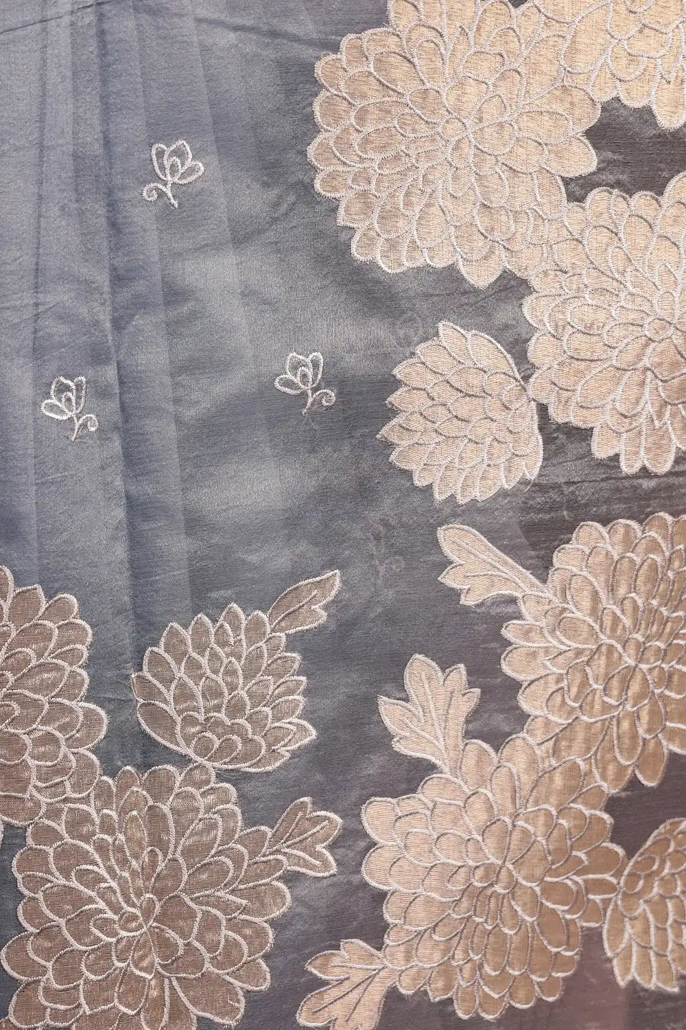 Blueish Ash Organza Saree