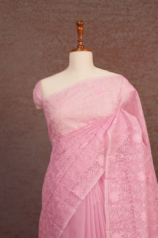 Baby Pink Net Kota Saree