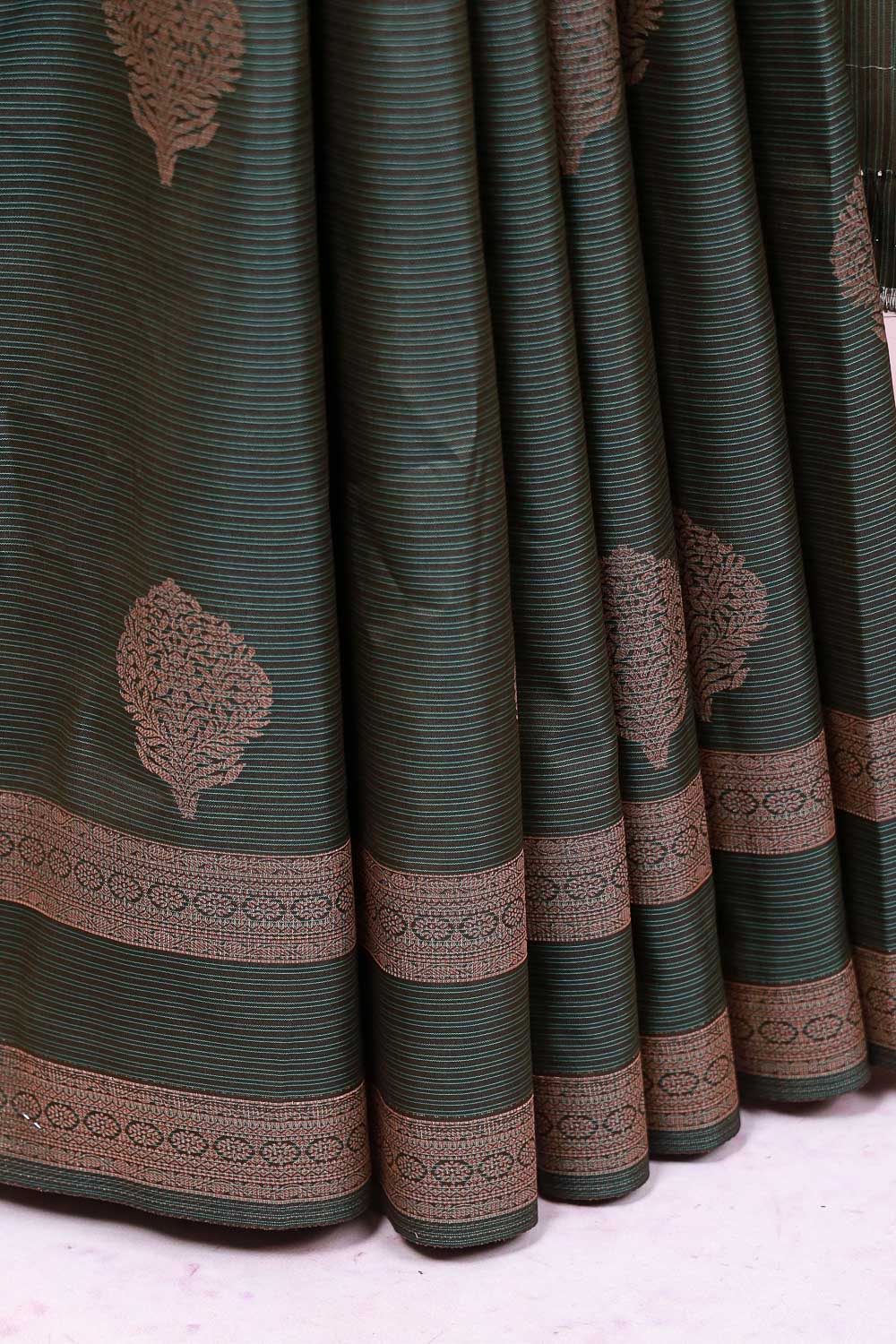 Dark Green Semi Silk Saree - Seematti
