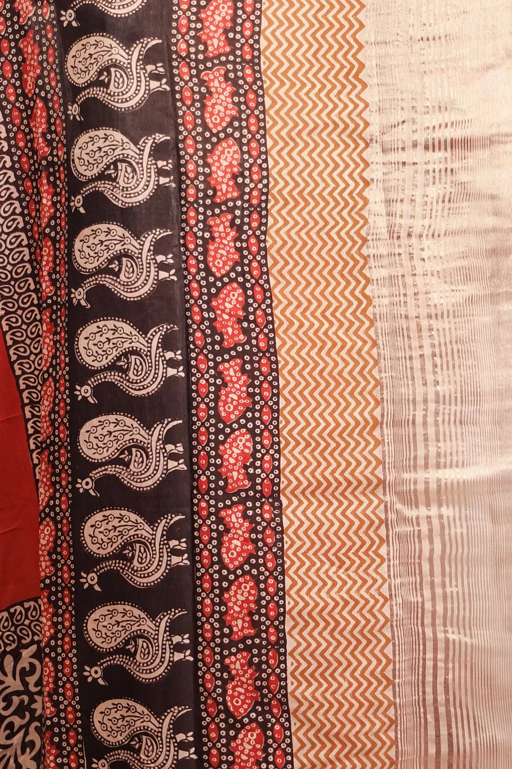 Brick Orange Semi Chanderi Silk Saree
