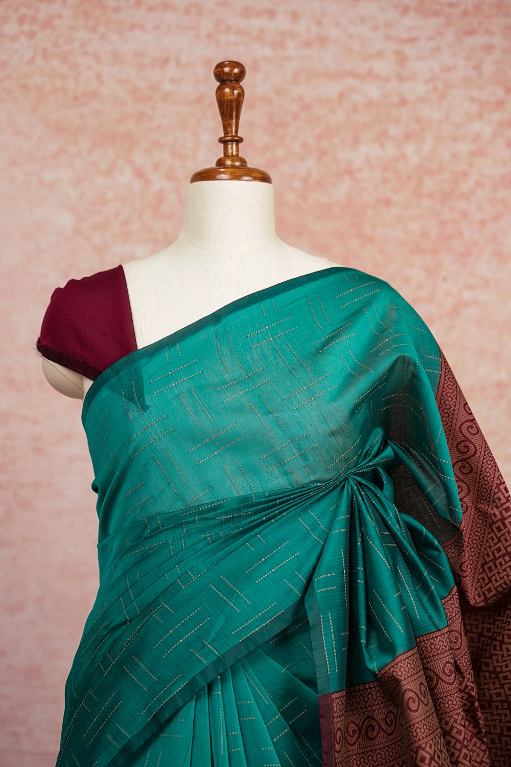 Dark Sapphire Green Cotton Silk Saree