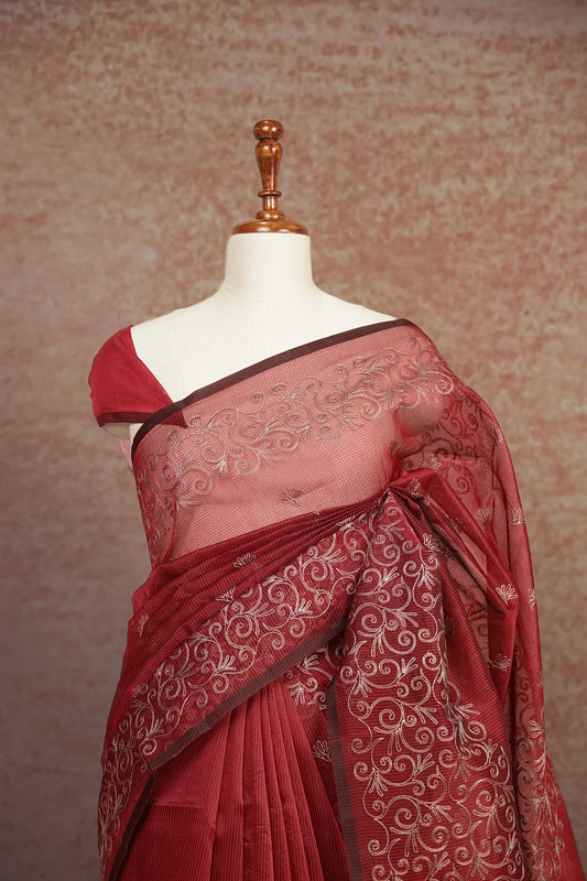 Reddish Maroon Kota Saree