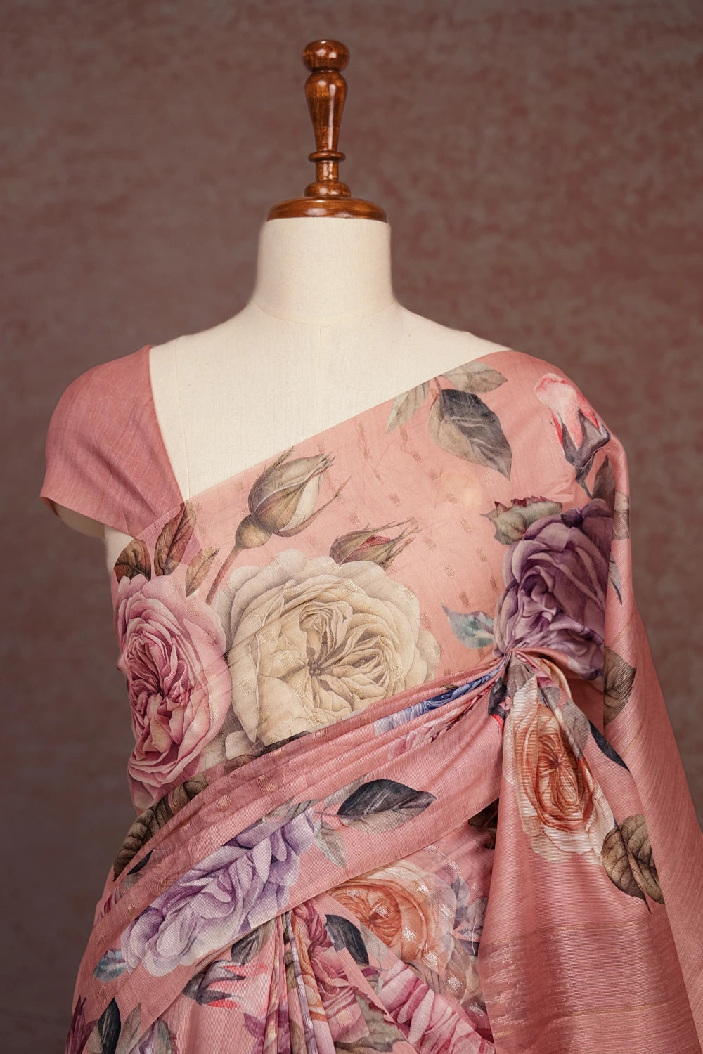 Onion Pink Semi Linen Saree