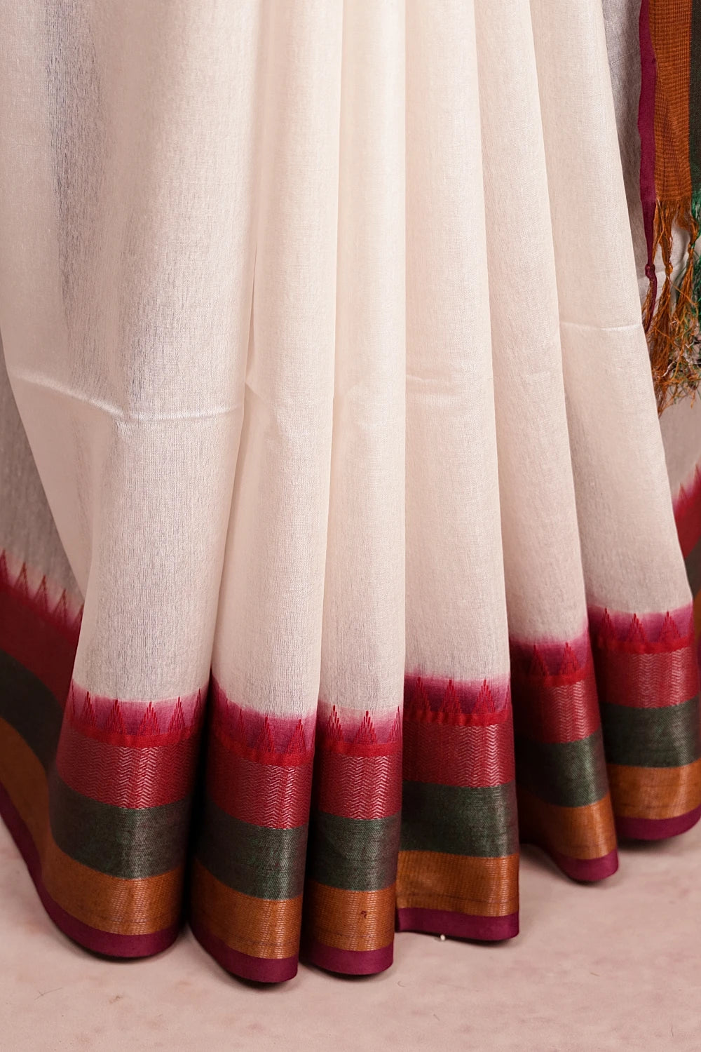 White Semi Tussar Saree