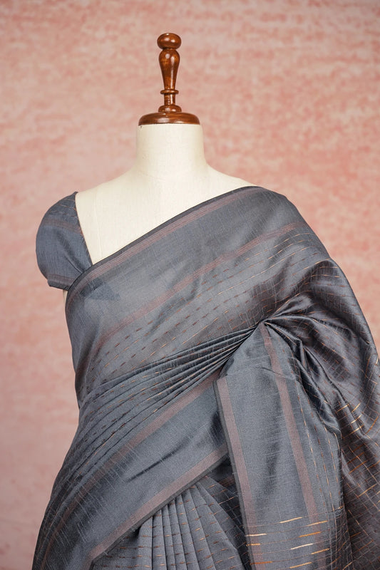 Grey Tussar Jute Saree