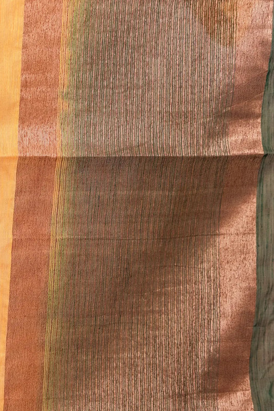 Yellow Semi Linen Saree