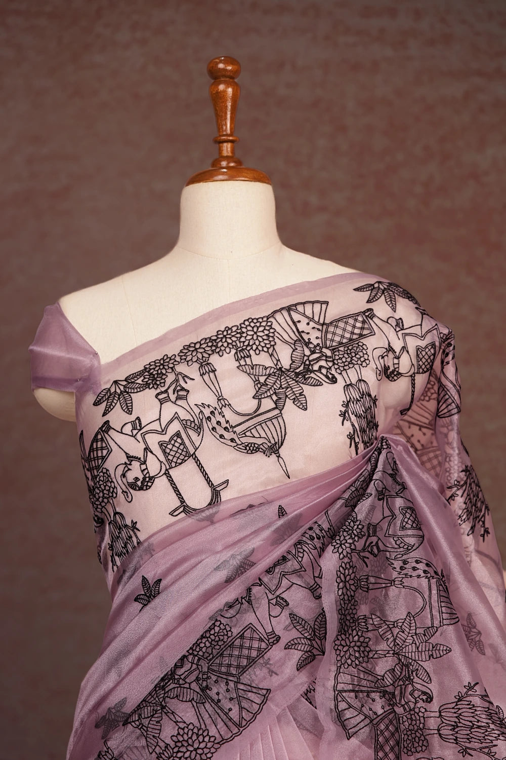 Grey Glass Organza Saree
