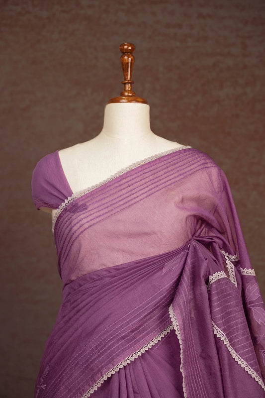 Lavender Net Kota Saree