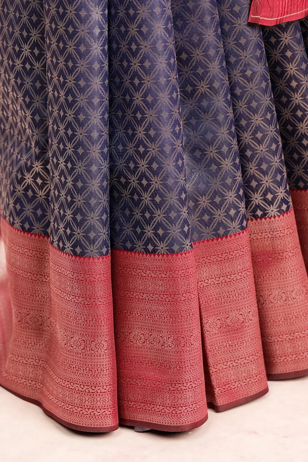 Navy Blue Semi Silk Saree
