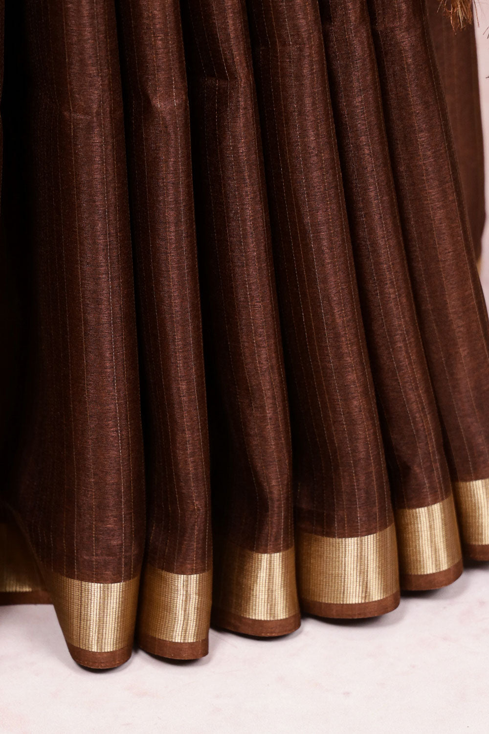 Coffee Brown Tussar Silk Saree