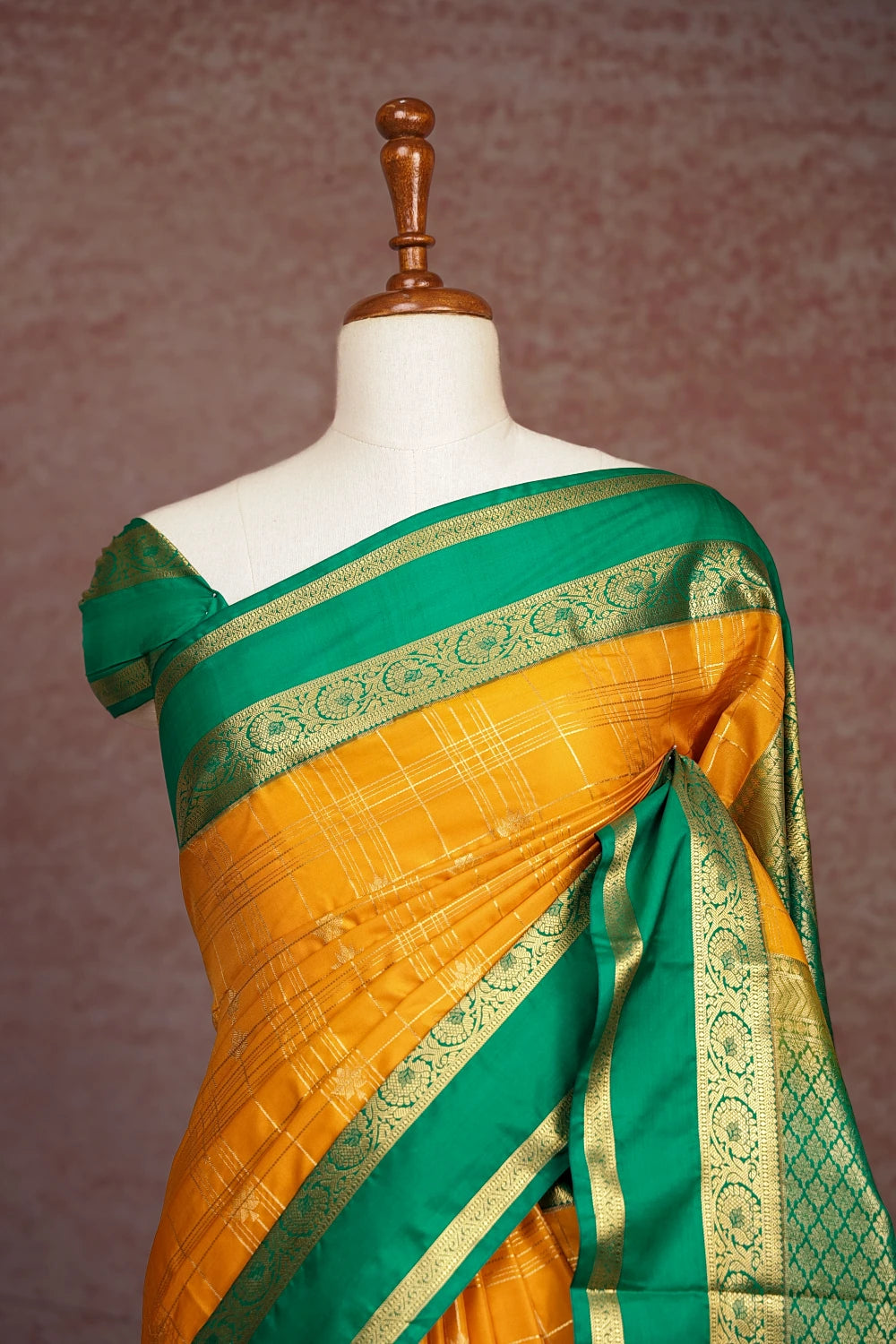 Mango Yellow Semi Silk Saree