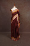 Dark Brown Semi Silk Saree