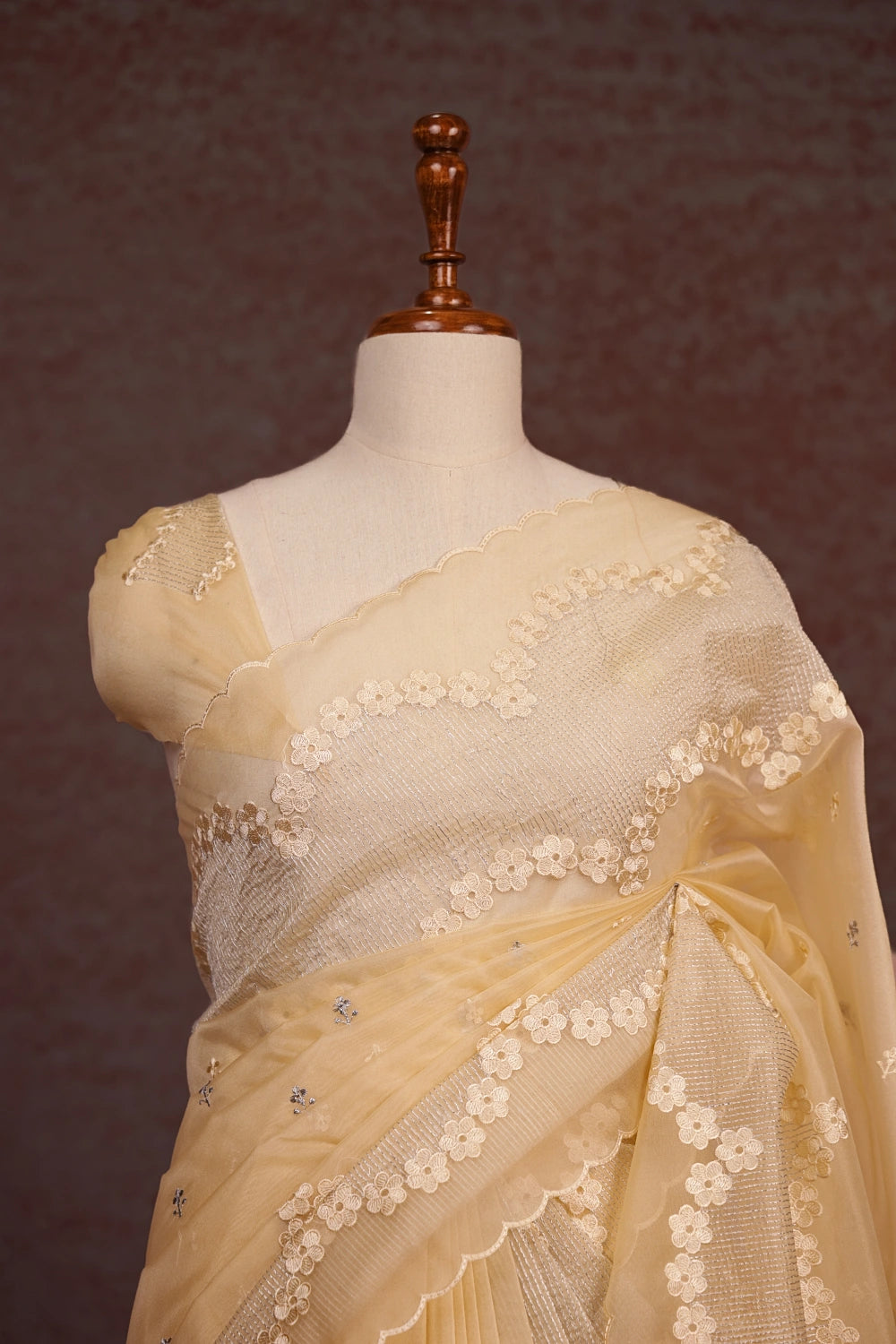 Sandal Semi Organza Saree