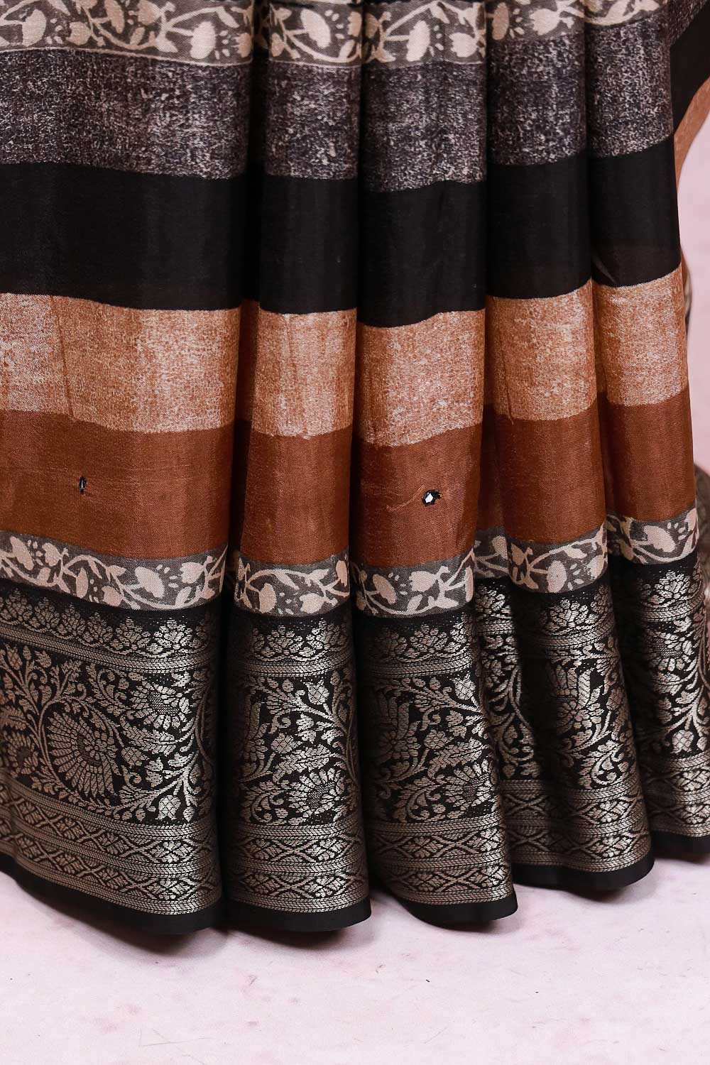 Black Semi Crepe Saree