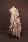 Cream Semi Tussar Floral Printed Unstitched Churidhar Material