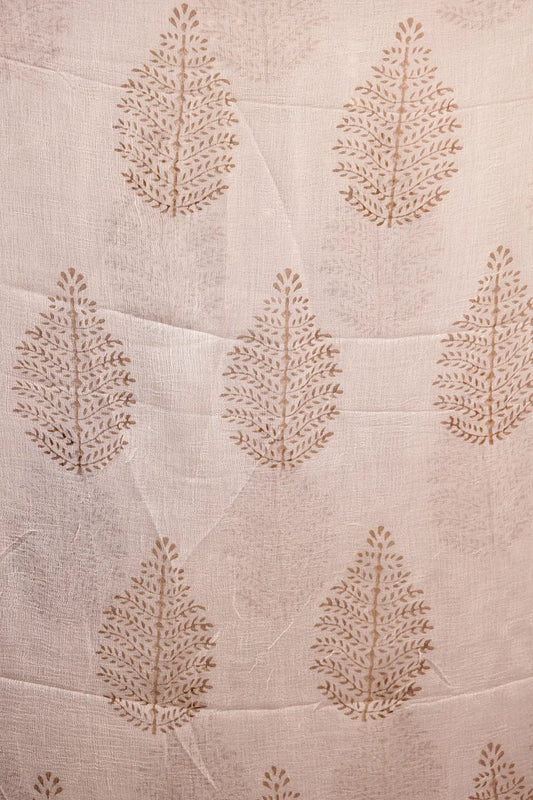 Light Brown Cotton Printed Unstitched Churidhar Material