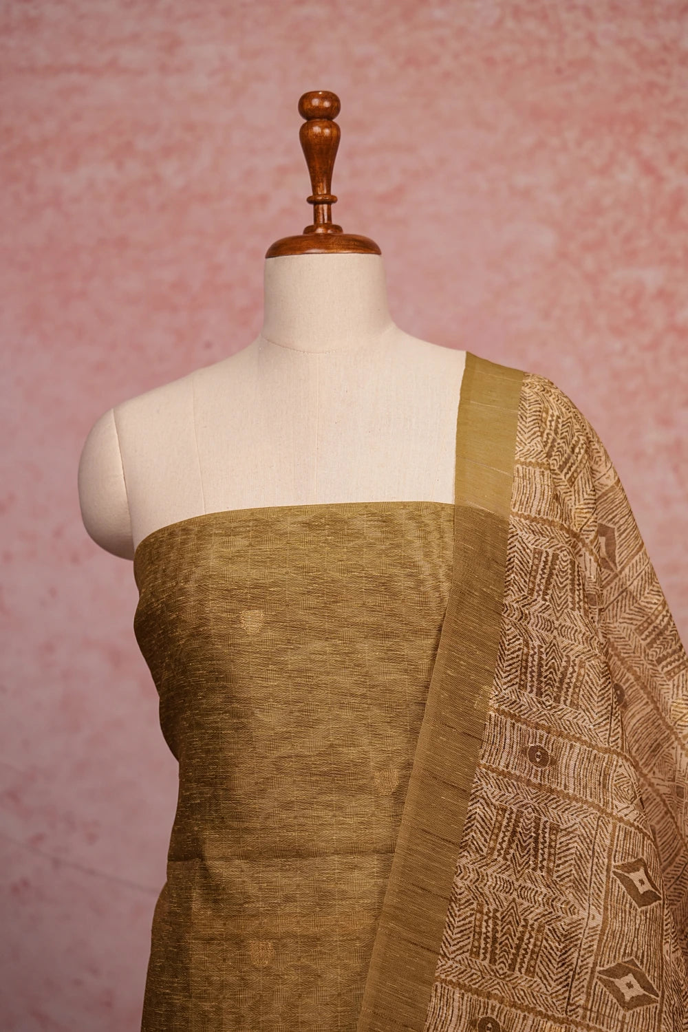 Gold Tissue Silk Self Design Unstitched Churidhar Material