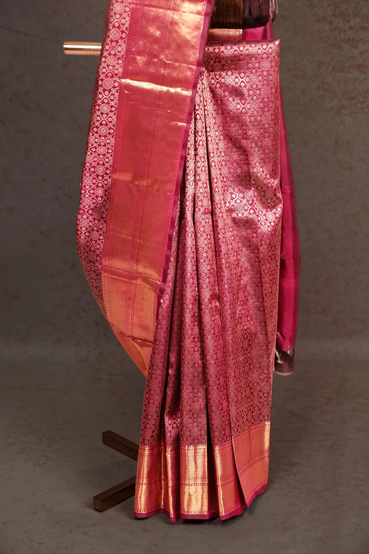 Wine Colour Kancheepuram Silk Saree