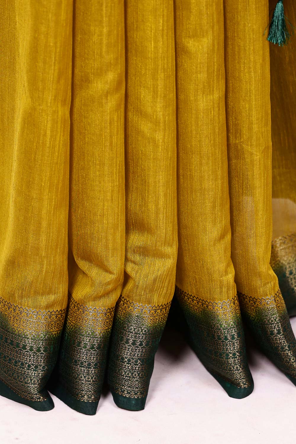 Mustard Yellow Semi Jute Saree