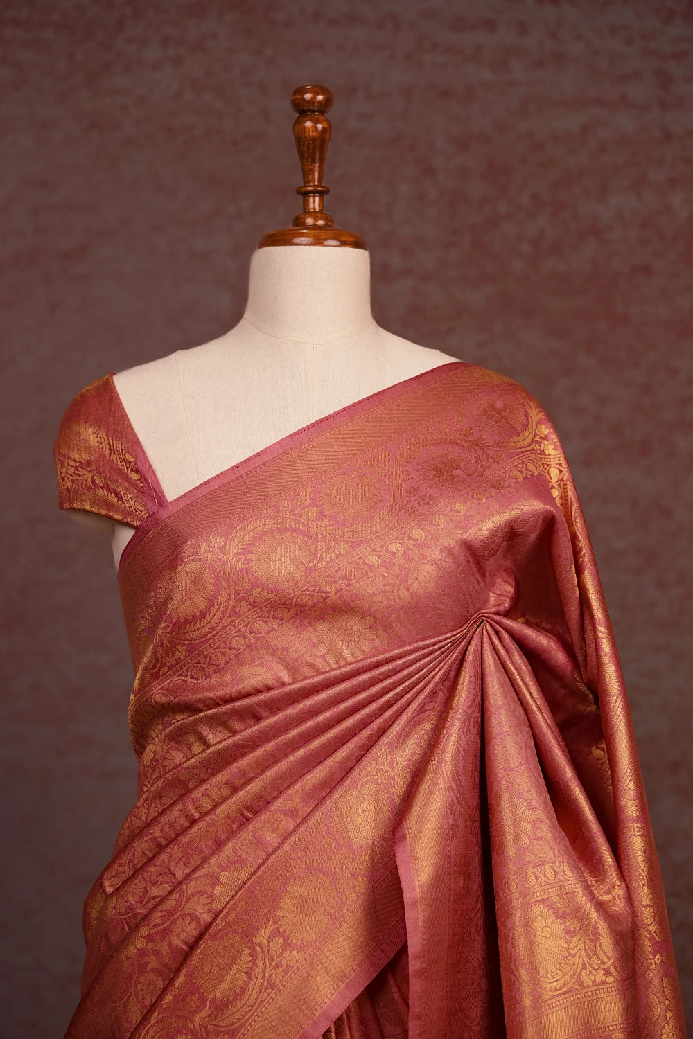 Onion Color Semi Banarasi Saree