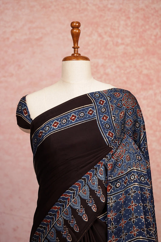 Black And Blue Modal Silk Saree