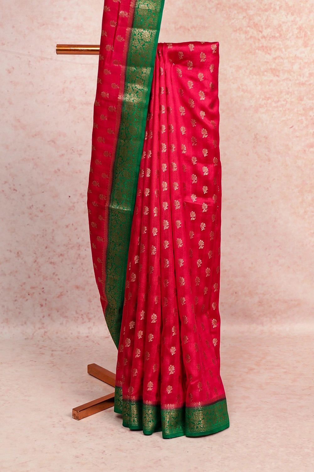 Magenta Tussar Banarasi Saree