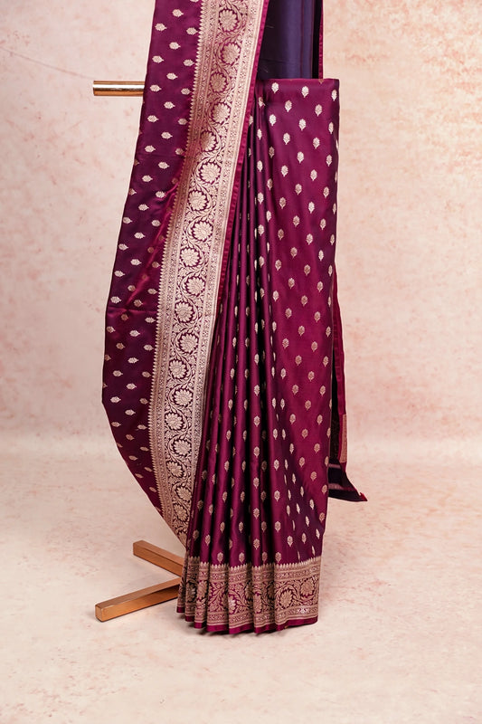 Grape Colour Banarasi Silk Saree