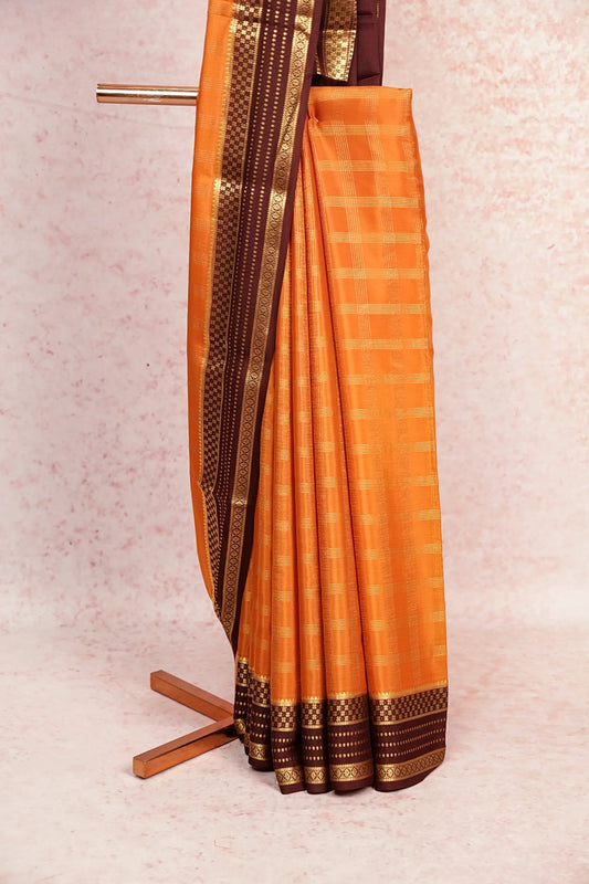 Light Orange Crepe Saree