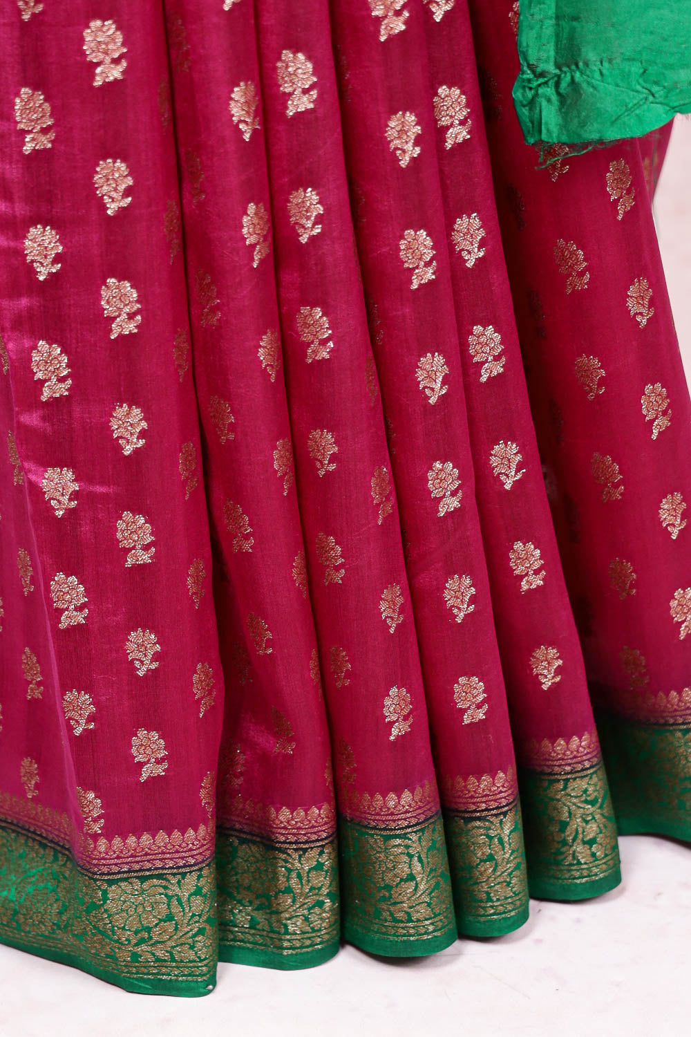 Magenta Tussar Banarasi Saree