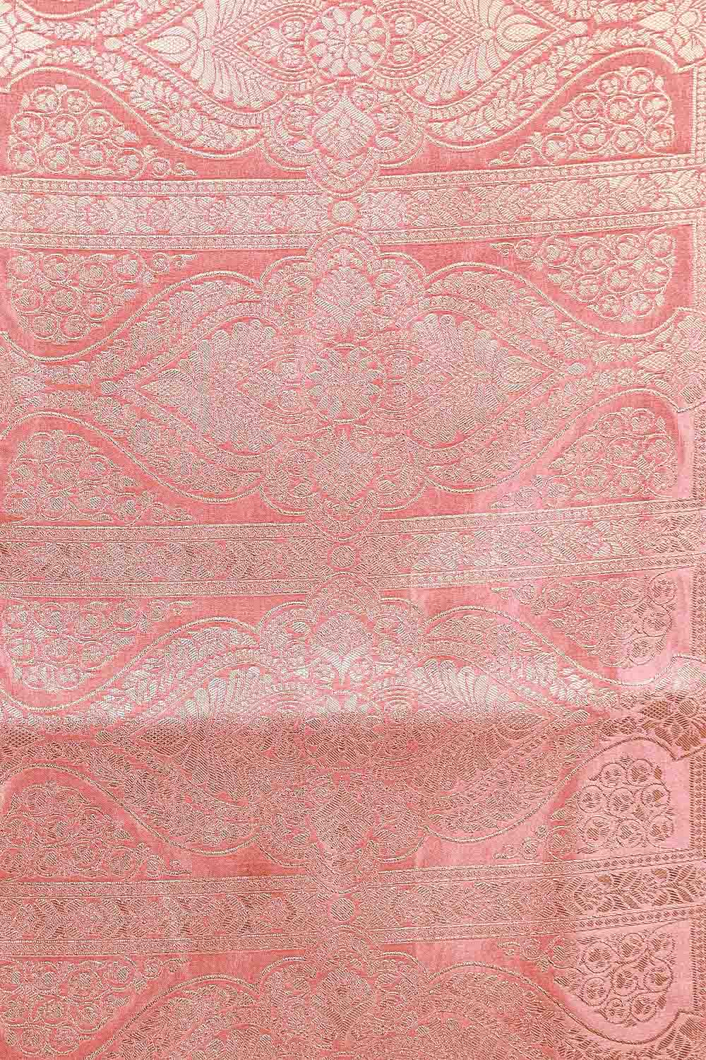 Dark Peach Semi Banarasi Saree