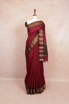 Dark Wine Tussar Jute Saree