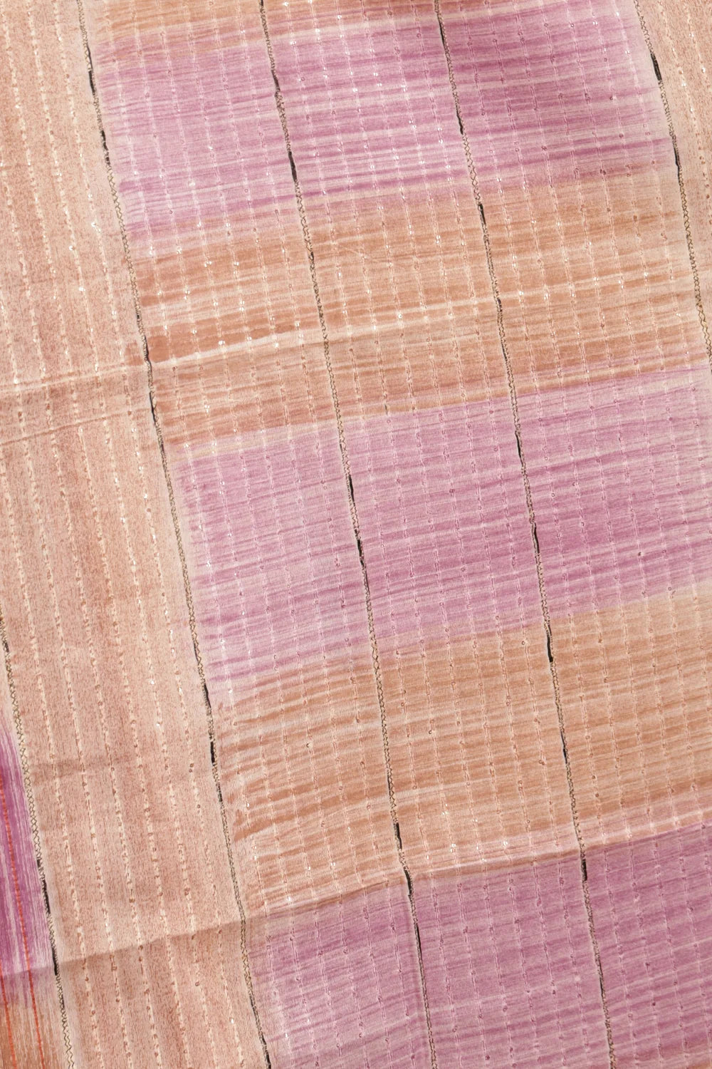Cream And Lavender Semi Tussar Saree