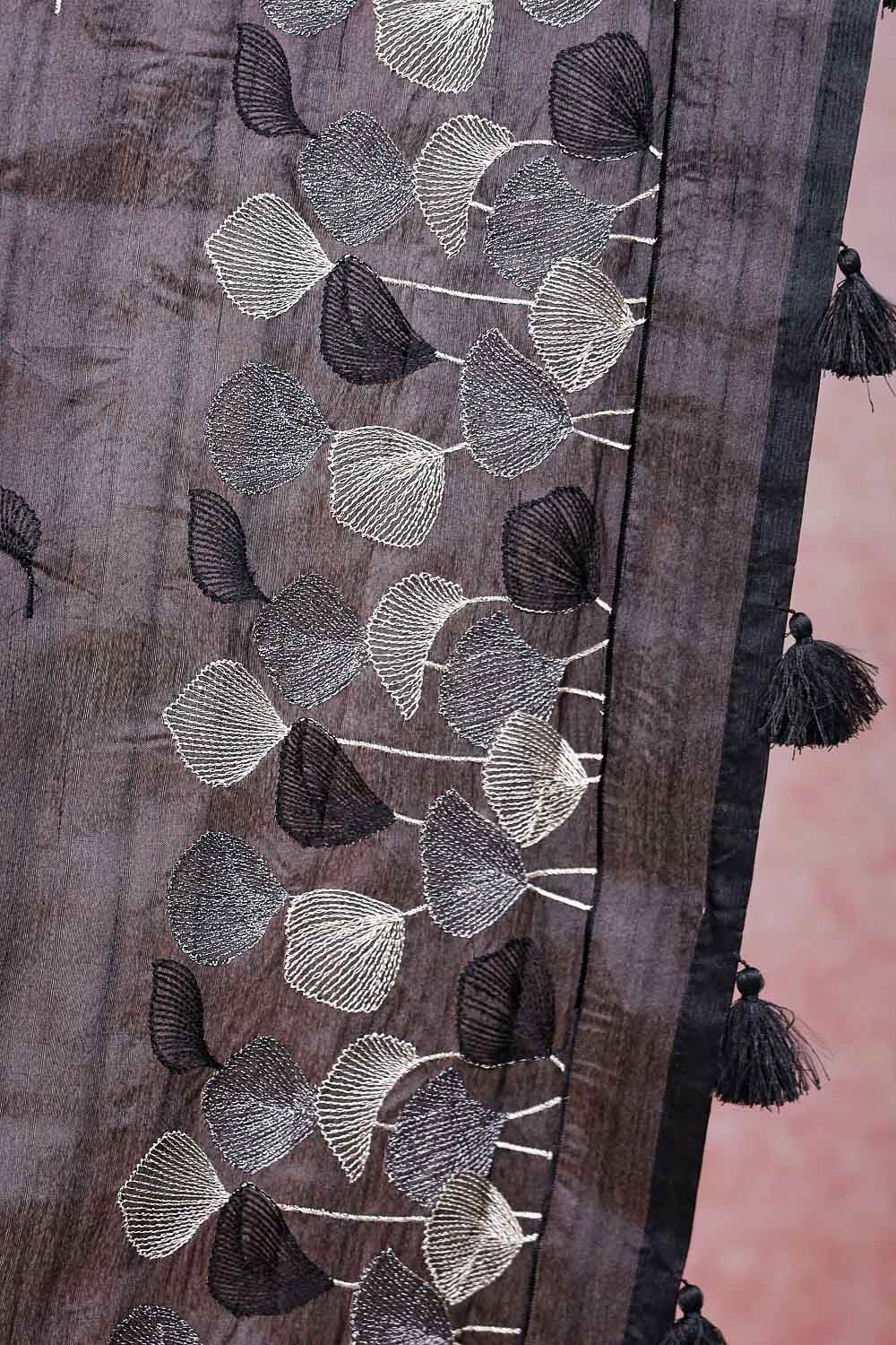 Black Semi Tussar Saree