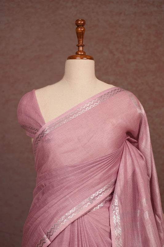 Light Lavender Semi Linen Saree