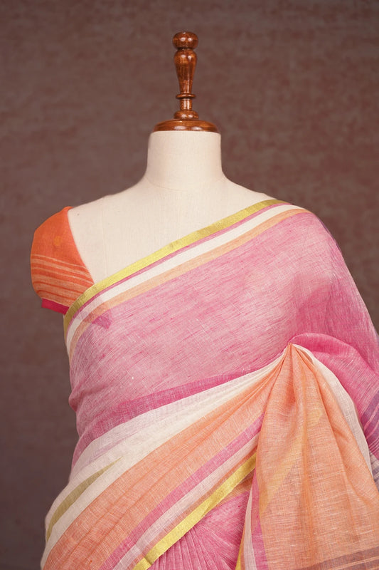 Multi Colour Semi Linen Saree