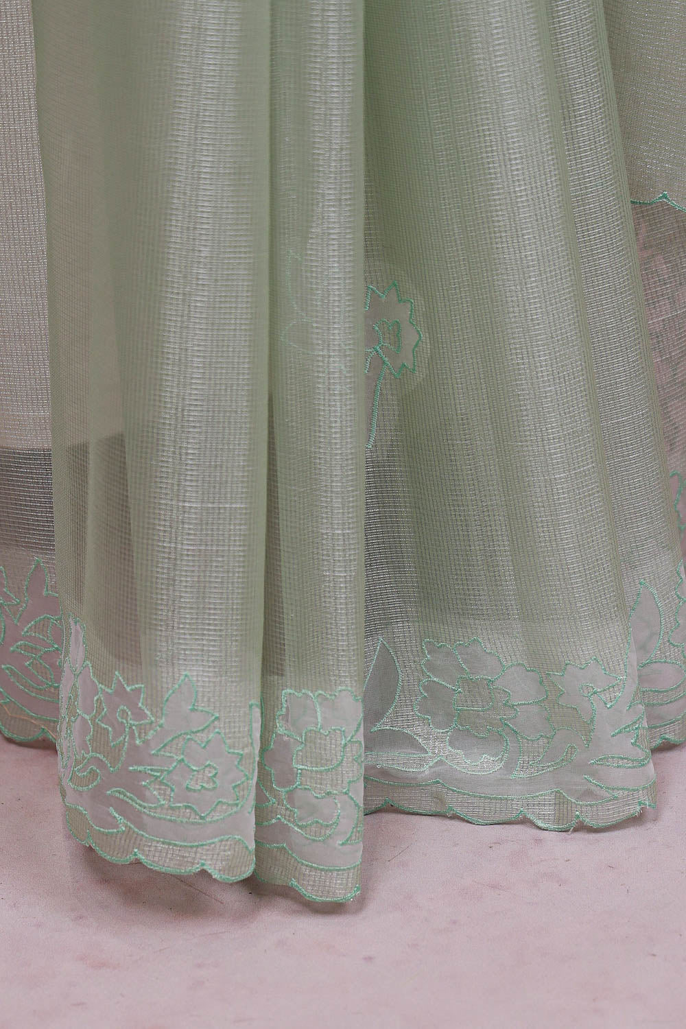 Pastel Green Tissue Kota Saree