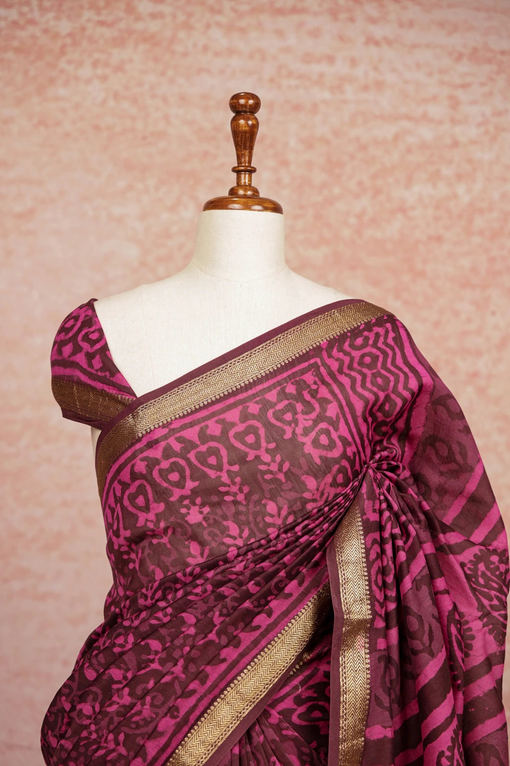 Dark Brown Semi Chanderi Saree