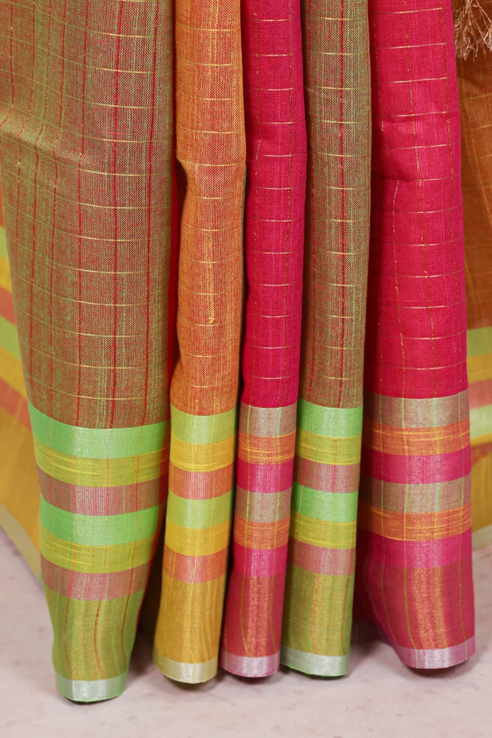 Multi Color Semi Linen Saree