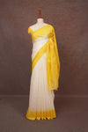 White Semi Tussar Saree - Seematti