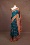 Peacock Blue Semi Banarasi Saree