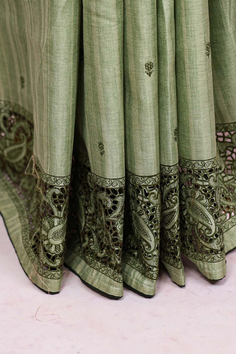 Pista Green Semi Tussar Saree