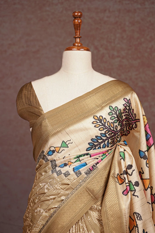 Biscuit Colour Soft Cotton Saree