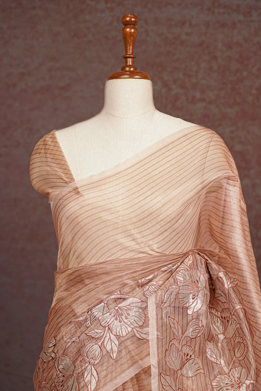 Rose Gold Chanderi Organza Saree