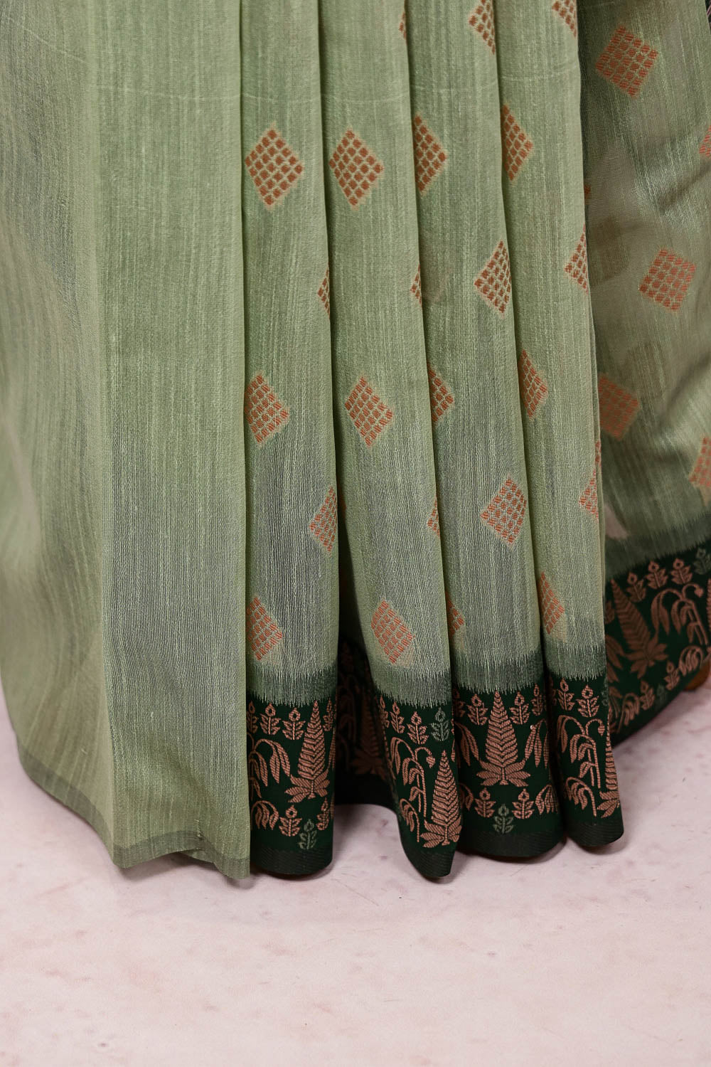 Pista Green Semi Jute Saree