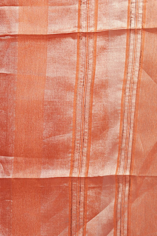 Light Peach Tussar Silk Saree