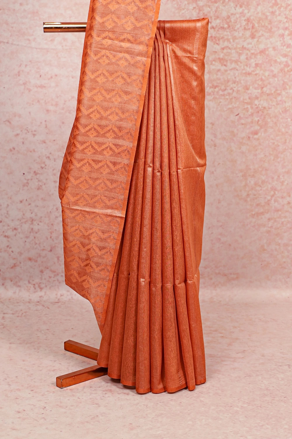 Light Peach Tussar Silk Saree