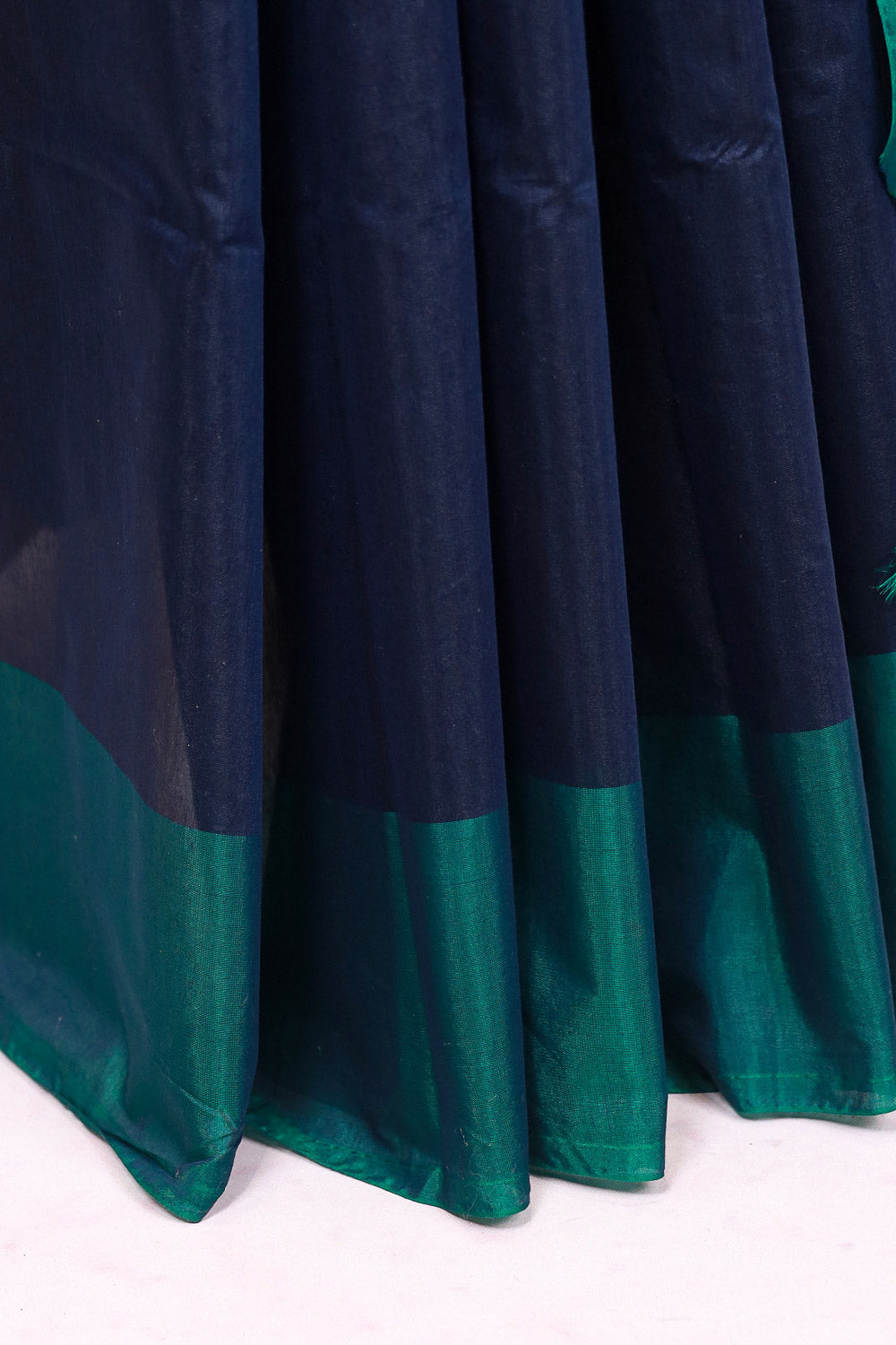 Navy Blue Cotton Silk Saree