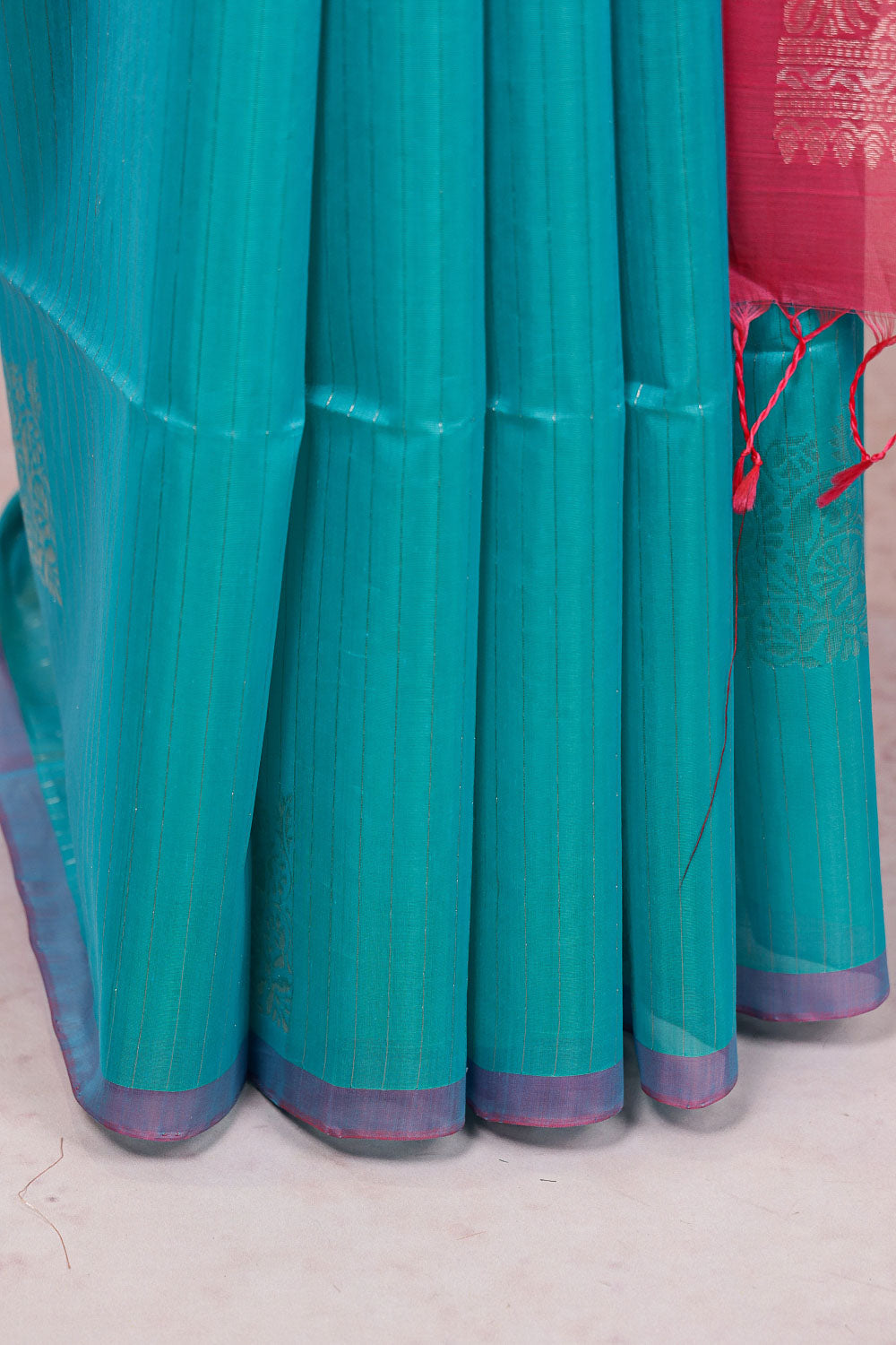 Sapphire Green Cotton Silk Saree