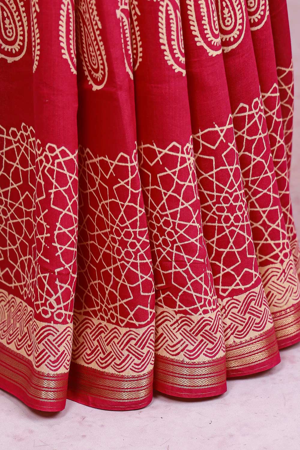 Magenta Semi Chanderi Saree