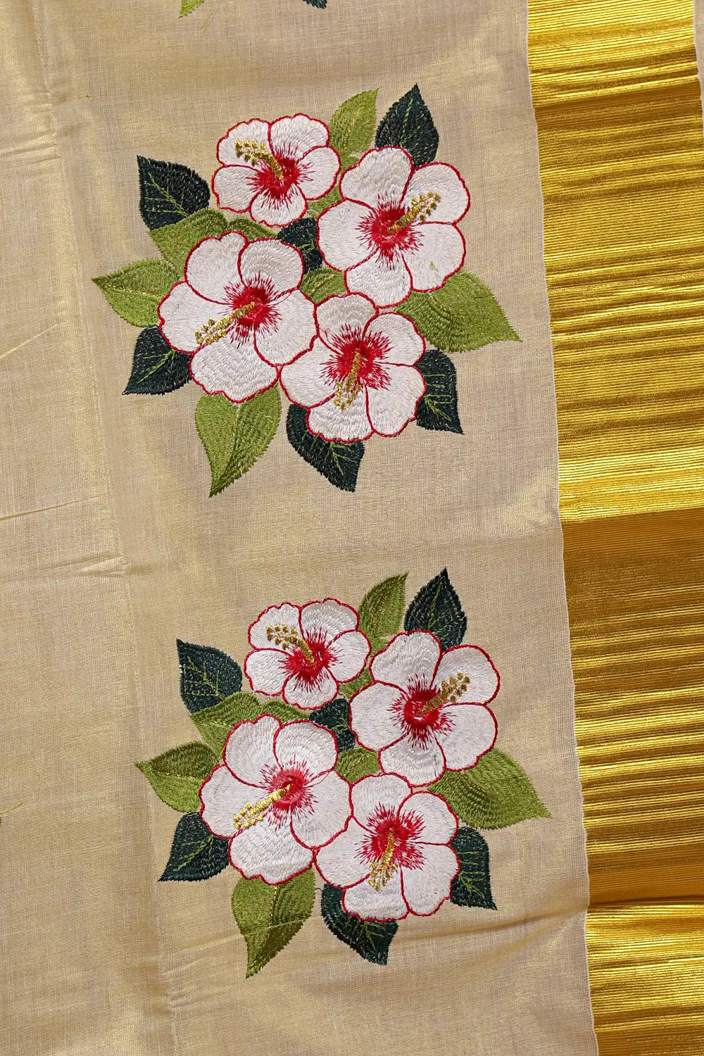 Golden Semi Tissue Kerala Saree